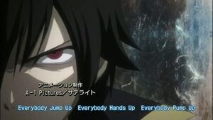 A closeup of Zeref's face when using his Power in one of the opening themes.