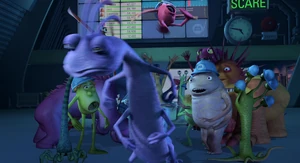 Randall walks through employees after they temporarily block him due to thinking he broke a scare record.