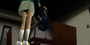 Michael's corpse falling from the ceiling.