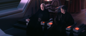 During the performance the Chancellor began to stir Skywalker's distrust in the Jedi Council.