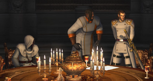 Agnus confronting Credo about Nero's demonic powers.
