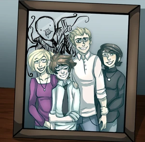 Slender Man drawing in Roger's family photo.