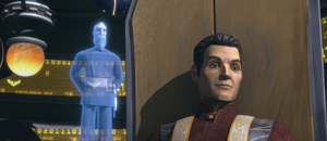 As Clovis settles into his new office atop the spire at the very crest of the Main Vault fortress and enjoys a majestic view of the Scipio mountains, he is startled by the sudden holographic appearance of Count Dooku.