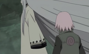 Kaguya passes by Sakura.