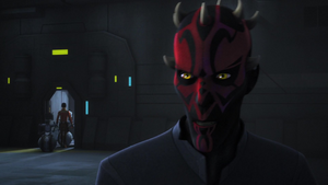 While Maul dealt with Kanan, Ezra was escorted by two repurposed tour guide droids to the command center.