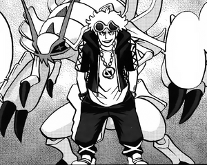 Guzma and his Golisopod in Pokémon Adventures.