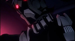 Surtr possessing Sigurd, note the red eyes on his mask (Sigurd's normal eyes are blue)