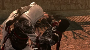 Cesare battling Ezio at the Siege of Viana.