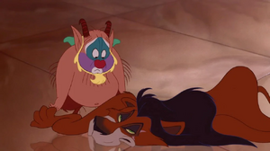Scar's cameo in Hercules as a pelt.