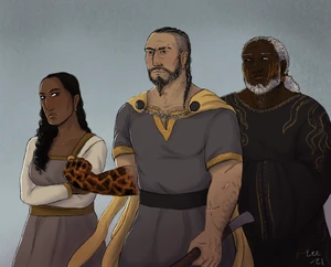 Victarion Greyjoy, Moqorro and the Dusky woman by mylestoyne.png (1.97 MB) Moqorro and the dusky woman at Victarion's side, whom the latter should probably stop telling his secrets to.