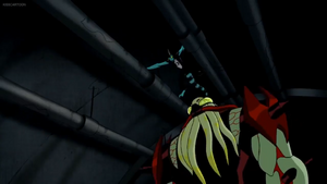 XLR8 luring Vilgax into a trap.