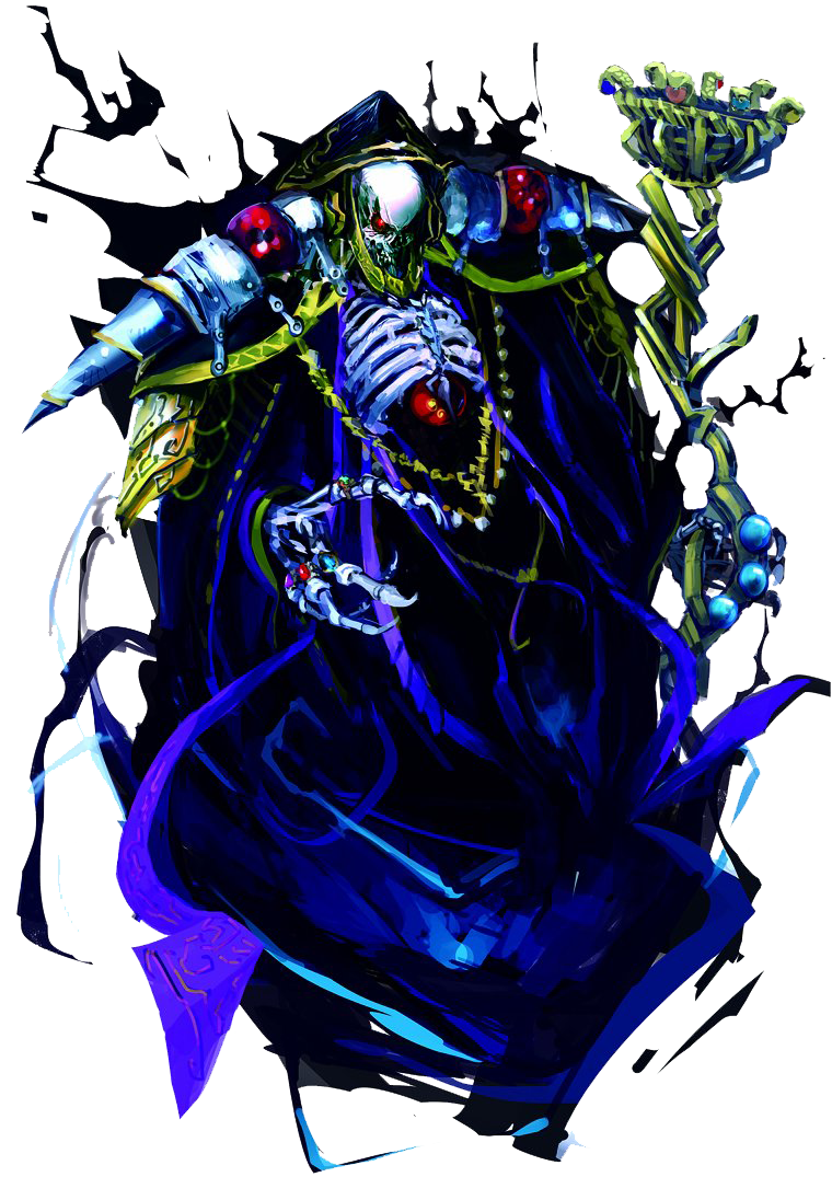 Overlord, anime, ainz ooal gown, momonga, black, gold, undead