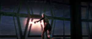 The two Jedi jumped back up into the room above and followed Ventress as she broke a window.