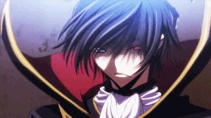 Lelouch after his helmet split in two when it was shot by Suzaku.