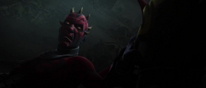 Darth Maul finally recognized his brother grabbing Savage's face aggressively.