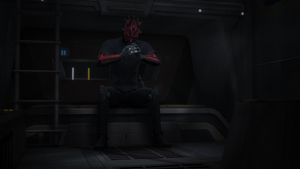 Back on the Ghost, Maul is unable to open Kanan's holocron and loses his temper.