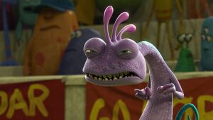 "That's the last time I lose to you, Sullivan." -In his first defeat, Randall glares menacingly at Sulley, setting up the events of Monsters, Inc.