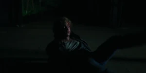 A terrified Billy escaping the steelworks after the Mind Flayer releases him.