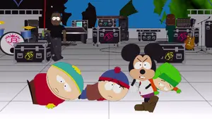 Mickey Mouse surrends Stan, Kyle and Cartman.