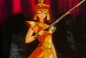 Galaxia is holding her sword