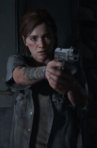 Ellie aiming her Gun 2