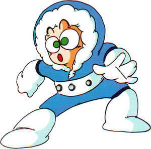 Ice Man's artwork of Mega Man.