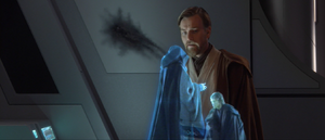 Hologram Sidious tells Vader to bring peace to the Empire.