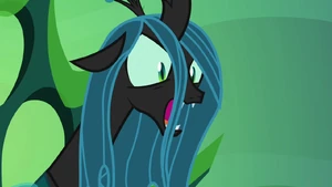 Queen Chrysalis angered by the very mention of Thorax's name.