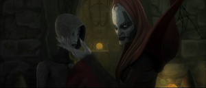 Talzin tells Asajj she will be loyal to only herself and sisters, abandoning all vestiges of her past life as Dooku's assassin.