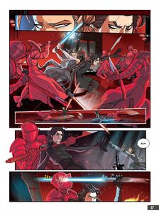 The-Last-Jedi-Graphic-Novel-Adaptation - Rey and Kylo fight the guards