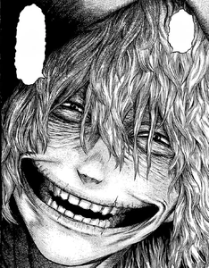 Tomura's evil smile.