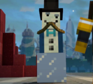 Romeo in his Snowman form, changing the time from day to night while also summoning hostile mobs at the same time.