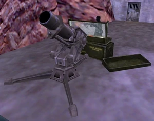 A Male Asssassin manning a mortar launcher.