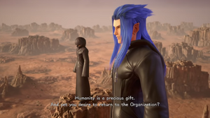 Saix welcoming Vexen back into Real Orgainization XIII before the two would work together behind the scenes.