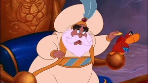 Iago trying to avoid a cracker from the Sultan.