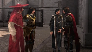 Cesare and his allies in Castel Sant'Angelo.