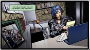Tempest in her room with The UAC Portrait, reading a note and her computer.