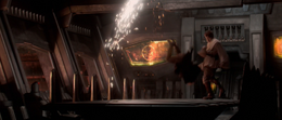 Kenobi countered by sidestepping and kicking Vader in the chest flipping over and landed heavily on his back.