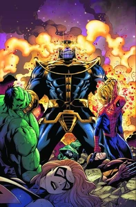 Thanos victorious over his foes.