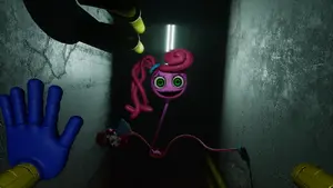 Mommy's first appearance in Chapter 2, in the Game Station Hallway holding Poppy Playtime.