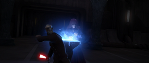 When the Jedi and clones arrive at their destination, they encounter Dooku and Darth Sidious.