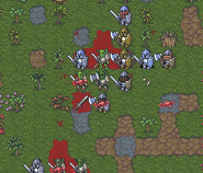 Dwarves and goblins fighting during a small siege. (premium version)