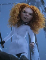 Dr. Zara's evil stare after she throws Yi off the bridge.