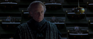 Senator Palpatine addresses the Galactic Senate.