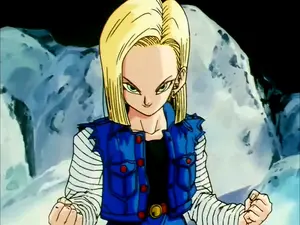 Future Android 18 preparing to fight Gohan.