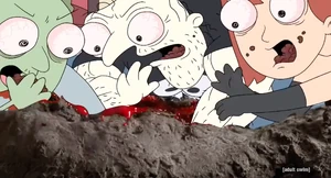 Having his insides eaten.