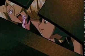 Oakley and Annie trapped inside the D.M.A after Annie touched the dying Soul Dew, much to Oakley's annoyance.