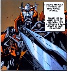 Sentinel Prime with blue optics in the comic book adaptation.