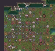 A very large goblin army, complete with a troll, beak dogs and tamed cave dragons. Again, they're not attacking right away, as they are discussing a parley. (premium version)