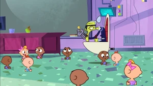 Frau Pamplemoose teaches the super babies.